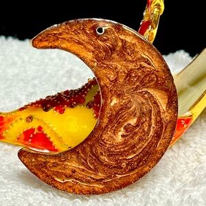 2/20 Handcrafted resin moon, drilled